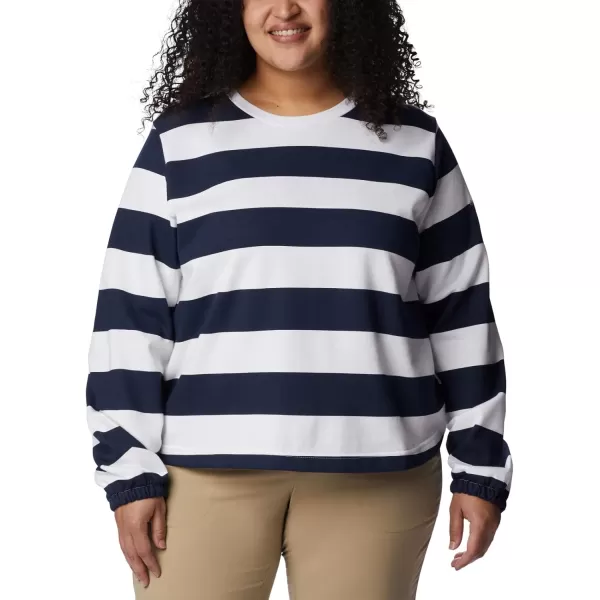 Columbia Womens Trek Seasonal Ft Graphic CrewCollegiate NavyRugby Stripe