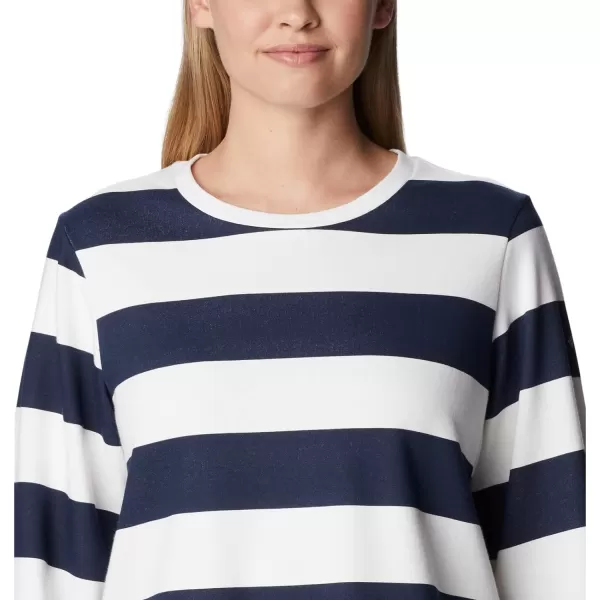 Columbia Womens Trek Seasonal Ft Graphic CrewCollegiate NavyRugby Stripe