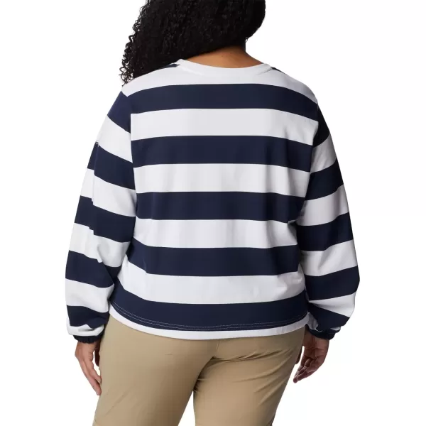 Columbia Womens Trek Seasonal Ft Graphic CrewCollegiate NavyRugby Stripe