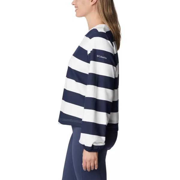 Columbia Womens Trek Seasonal Ft Graphic CrewCollegiate NavyRugby Stripe