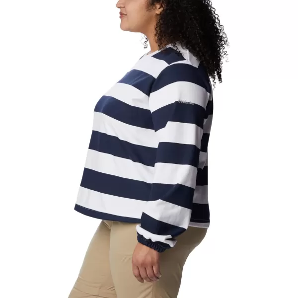 Columbia Womens Trek Seasonal Ft Graphic CrewCollegiate NavyRugby Stripe