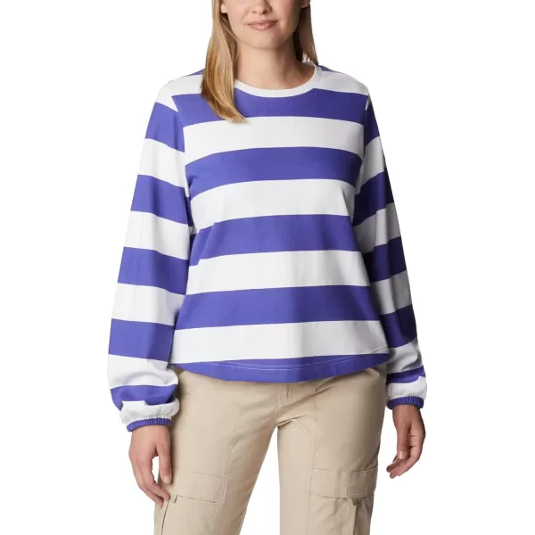 Columbia Womens Trek Seasonal Ft Graphic CrewPurple LotusRugby Stripe