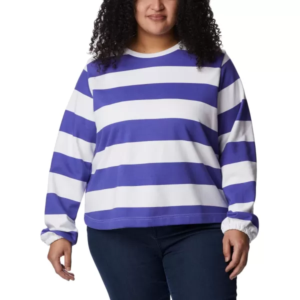 Columbia Womens Trek Seasonal Ft Graphic CrewPurple LotusRugby Stripe