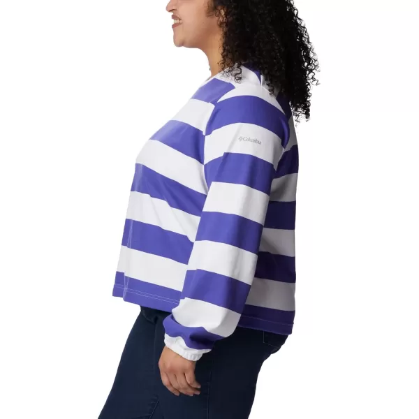 Columbia Womens Trek Seasonal Ft Graphic CrewPurple LotusRugby Stripe