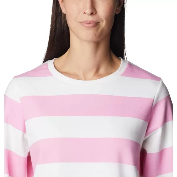 Columbia Womens Trek Seasonal Ft Graphic CrewWild RoseRugby Stripe