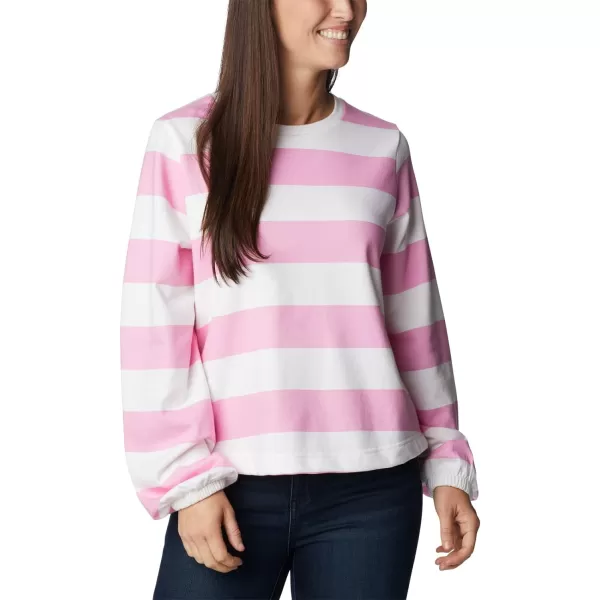 Columbia Womens Trek Seasonal Ft Graphic CrewWild RoseRugby Stripe