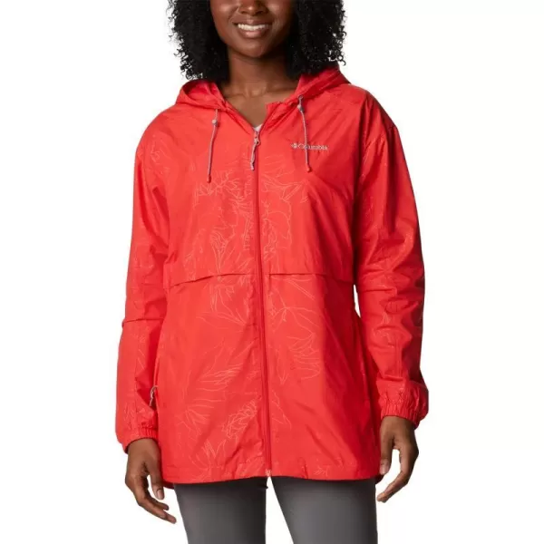 Columbia Womens Auroras Wake Iii JacketRed Hibiscus Leafy Lines Emboss