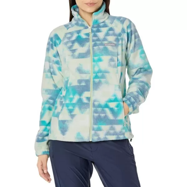 Columbia Womens Benton Springs Printed Full ZipBright AquaDistant Peaks