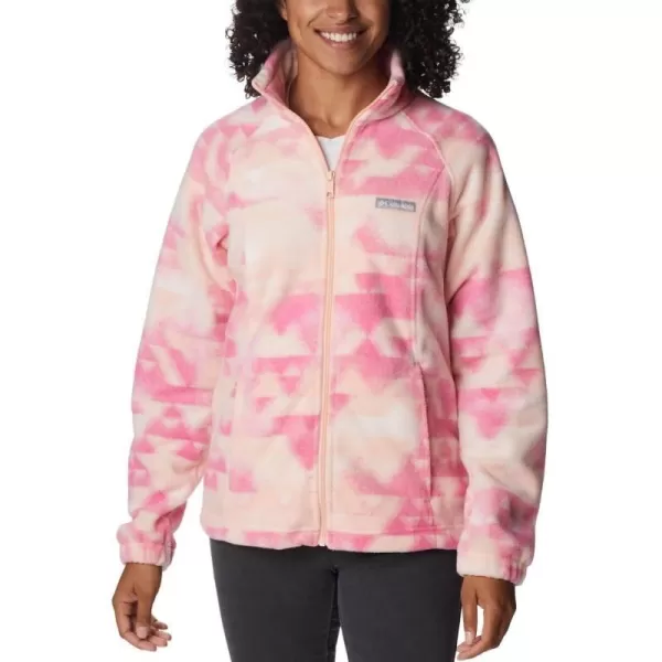 Columbia Womens Benton Springs Printed Full ZipPeach BlossomDistant Peaks