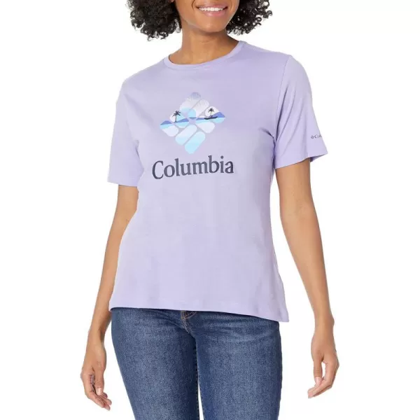 Columbia Womens Bluebird Day Relaxed Crew NeckFrosted Purple HeatherCsc Stacked Halfton