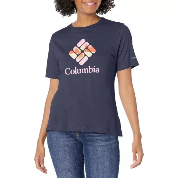 Columbia Womens Bluebird Day Relaxed Crew NeckNocturnal HeatherCsc Stacked Lakeside Grx