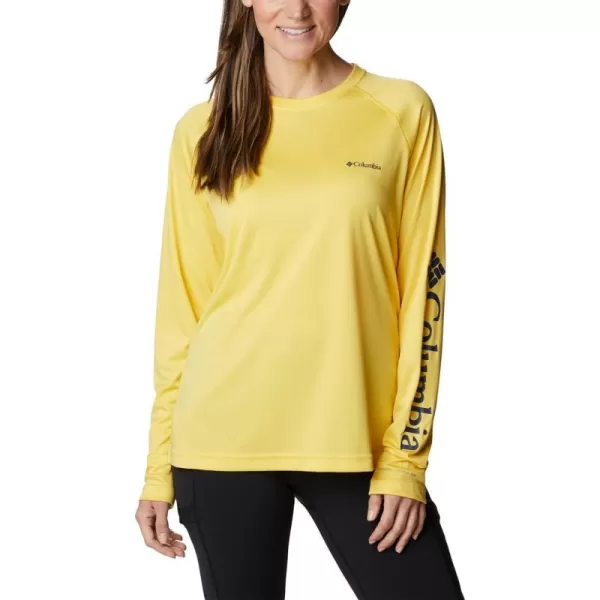 Columbia Womens Fork Stream Long Sleeve ShirtSun GlowNocturnal Logo