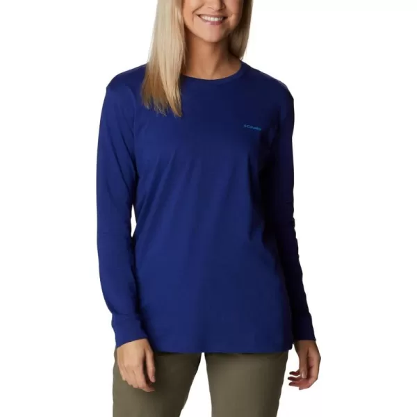 Columbia Womens North Cascades Back Graphic Long Sleeve TeeDark SapphireStamp Stencil