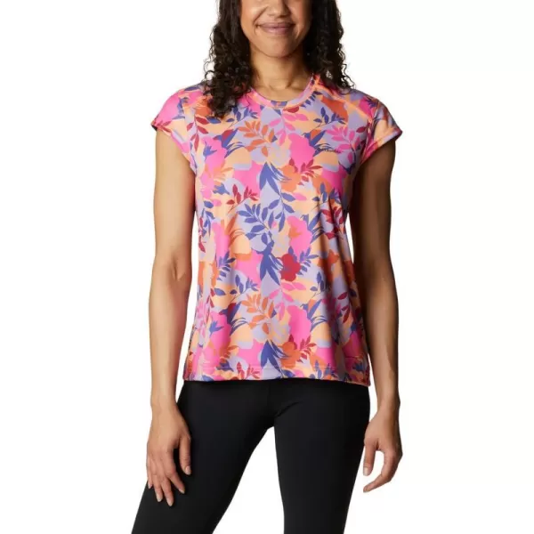 Columbia Womens Summerdry Short Sleeve Printed TeeWild GeraniumFloriated