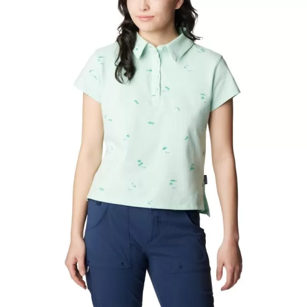 Columbia Womens Super Sun Drifter Short Sleeve PoloGullfoss Green Keys Please