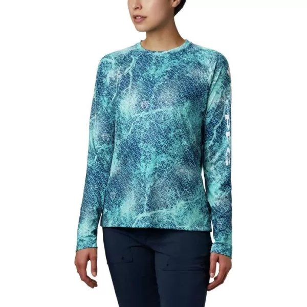 Columbia Womens Super Tidal Tee Long SleeveClear Water Mako Print