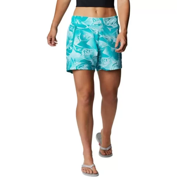 Columbia Womens Tidal Ii ShortTropic Water Fish Frenzy Print