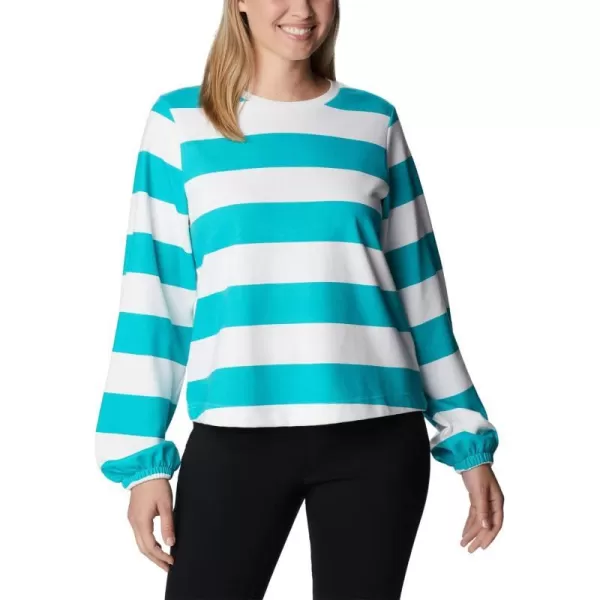 Columbia Womens Trek Seasonal Ft Graphic CrewBright AquaRugby Stripe