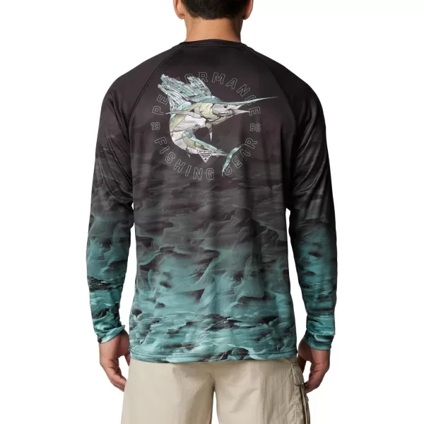 Columbia Mens Super Terminal Tackle PFG Fish Flow Long SleeveBlack UndulatingFish Flow Sailfish