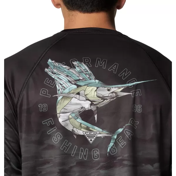 Columbia Mens Super Terminal Tackle PFG Fish Flow Long SleeveBlack UndulatingFish Flow Sailfish