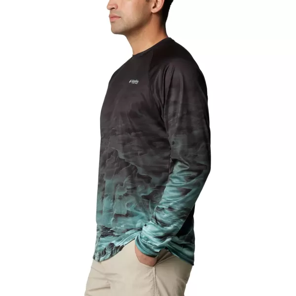 Columbia Mens Super Terminal Tackle PFG Fish Flow Long SleeveBlack UndulatingFish Flow Sailfish