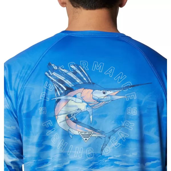 Columbia Mens Super Terminal Tackle PFG Fish Flow Long SleeveVivid Blue UndulatingFish Flow Sailfis