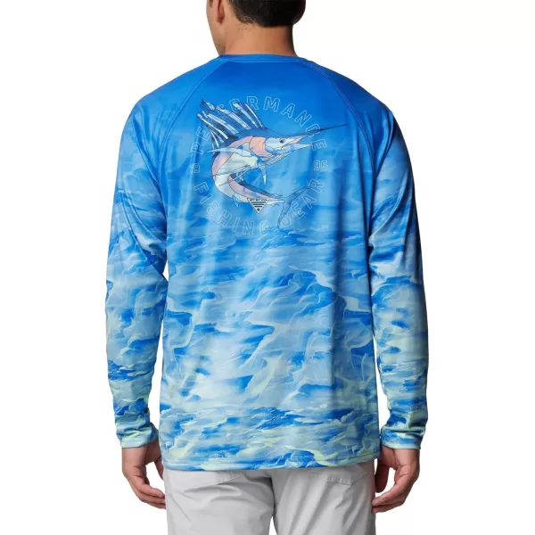 Columbia Mens Super Terminal Tackle PFG Fish Flow Long SleeveVivid Blue UndulatingFish Flow Sailfis