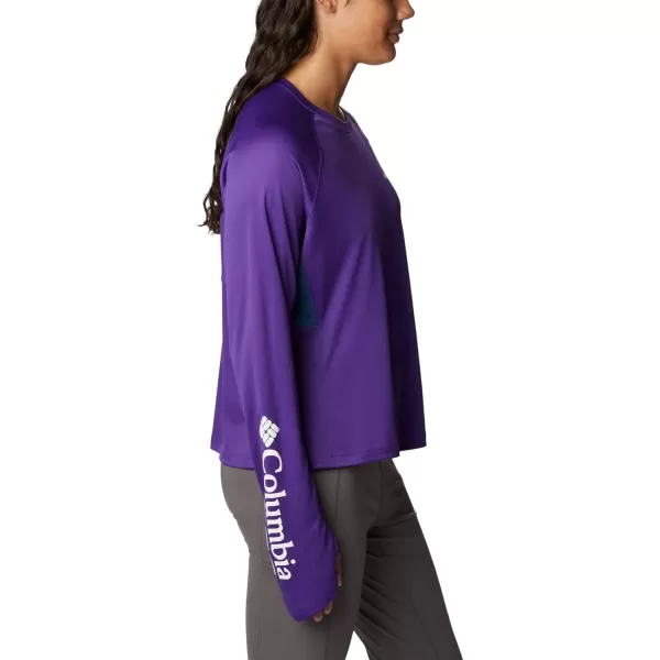 imageColumbia Womens Standard Tidal Tee Vent Long SleeveVivid PurpleWhite Logo