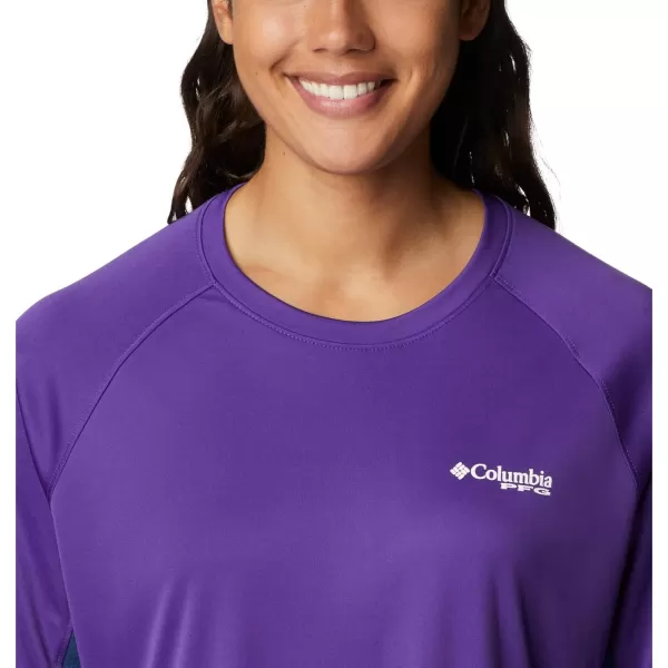 imageColumbia Womens Standard Tidal Tee Vent Long SleeveVivid PurpleWhite Logo