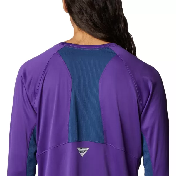 imageColumbia Womens Standard Tidal Tee Vent Long SleeveVivid PurpleWhite Logo