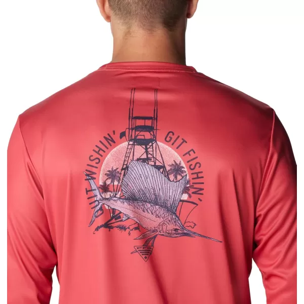 imageColumbia Mens Terminal Tackle PFG Bait Jumper Long SleeveSunset RedWhite Sail Tower