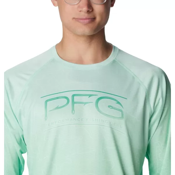 imageColumbia Mens Terminal Tackle PFG Super Fade Long SleeveOcean Mint TechcamoBathymetric Super Fade