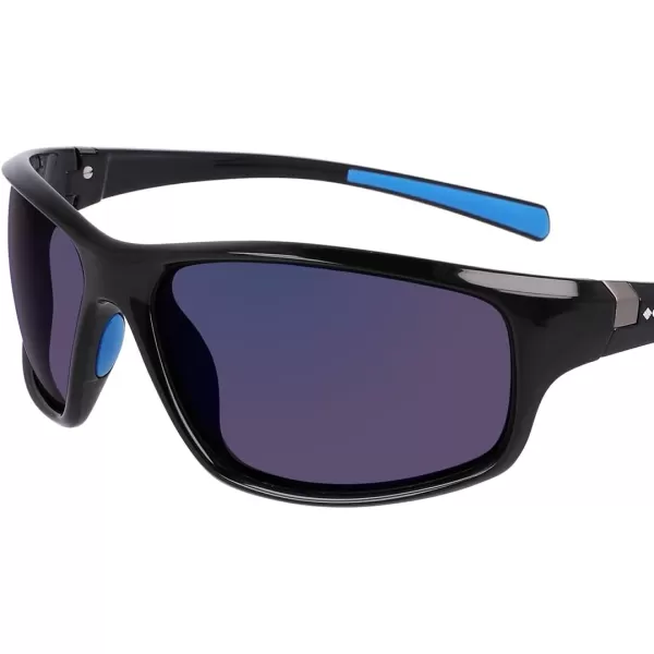 imageColumbia Mens Slick Creek Rectangular SunglassesShiny Black  BlueBlue Mirror