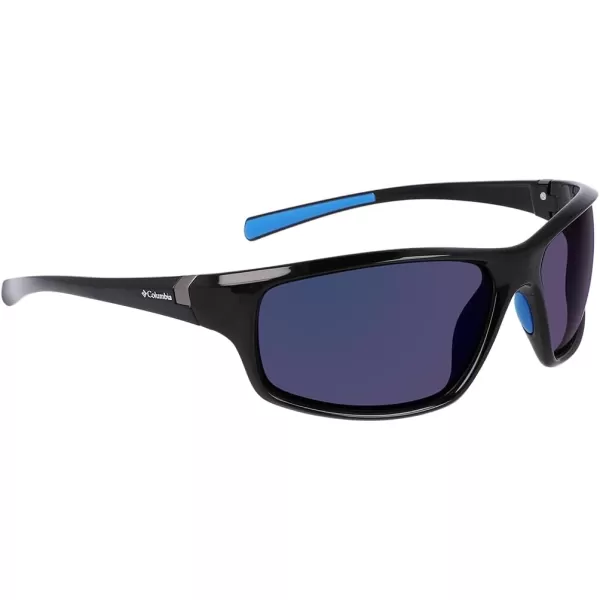 imageColumbia Mens Slick Creek Rectangular SunglassesShiny Black  BlueBlue Mirror