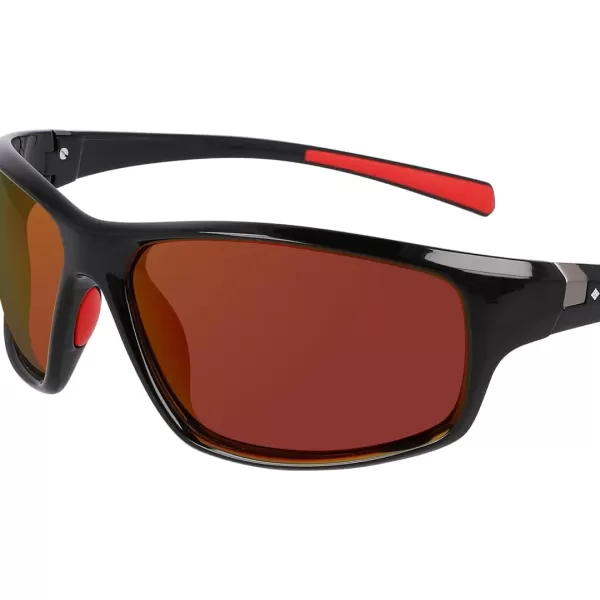 imageColumbia Mens Slick Creek Rectangular SunglassesShiny Black  RedOrange Revo