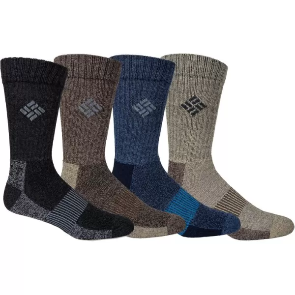 imageColumbia Mens 4 Pack Moisture Control Crew SocksBlackBrownNavyKhaki