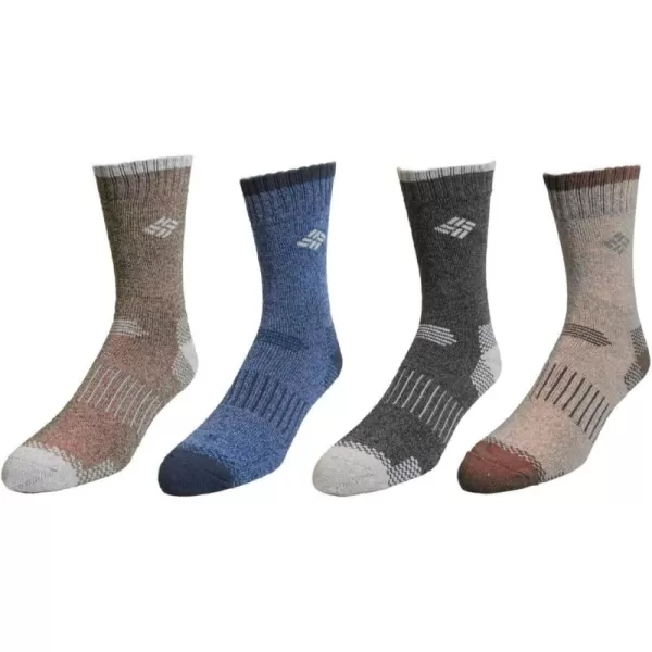 imageColumbia Mens 4 Pack Moisture Control Crew SocksBrownBlueGreyKhaki