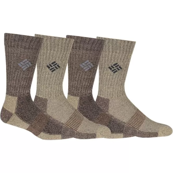 imageColumbia Mens 4 Pack Moisture Control Crew SocksBrownKhaki