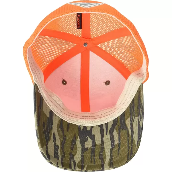 imageColumbia PHG Camo Mesh Ball CapMossy Oak Bottomland  Blaze Game Flag