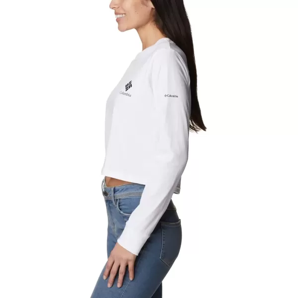 imageColumbia Womens Standard North Cascades Long Sleeve Cropped TeeWhiteCsc Stacked Mini Graphic