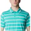 imageColumbia Mens Sun Trek PoloElectric TurquoiseIcy Morn Stripe