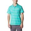 imageColumbia Mens Sun Trek PoloElectric TurquoiseIcy Morn Stripe