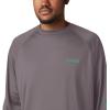 imageColumbia Mens Big and Tall PFG Terminal Tackle Long Sleeve TeeCity GreyDark Lime Logo