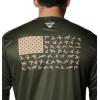 imageColumbia Mens PHG Terminal Shot Game Flag Long SleeveSurplus Green  Sahara Duck Flag