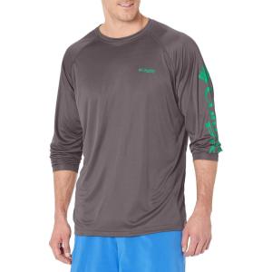 imageColumbia Mens Big and Tall PFG Terminal Tackle Long Sleeve TeeCity GreyDark Lime Logo