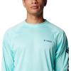 imageColumbia Mens Terminal Tackle PFG Triangle Long Sleeve ShirtGulf Stream HeatherCollegiate Navy Log