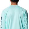 imageColumbia Mens Terminal Tackle PFG Triangle Long Sleeve ShirtGulf Stream HeatherCollegiate Navy Log