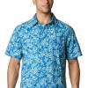 imageColumbia Mens Super Slack Tide Camp ShirtVivid Blue Flatslam Tropical Print