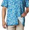 imageColumbia Mens Super Slack Tide Camp ShirtVivid Blue Flatslam Tropical Print
