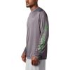 imageColumbia Mens Terminal Tackle PFG Triangle Long Sleeve ShirtCity GreyDark Lime Realtree Mako